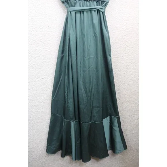 Nicole Miller Dark Green Satin Wrap Dress-Size Small-Fairy-Whimsigoth - Picture 11 of 13